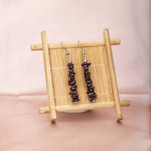 1 par de pendientes asimétricos de acero inoxidable con piedras trituradas - Multicolor - Ver 26