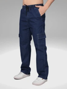 Calça Cargo Masculina Jeans Escuro 6 Bolsos - Lavagem escura - Visão 7