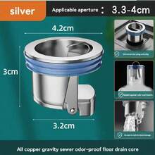Gravity Drain Core Bathroom Is Equipped With A Floor Drain, Which Is Convenient To Install Gravity Deodorant And Insect Proof Bathroom Drain Core - Silver - View 3