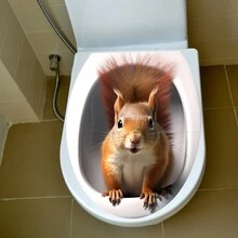 1張可愛馬桶貼紙,防水pvc,模擬松鼠馬桶蓋貼紙,浴室裝飾 - 彩色 - 查看 1