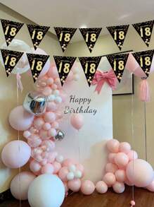 1 件黑色和金色生日派对装饰横幅，带三角旗，适用于 18 周年、21 周年、30 周年、40 周年、50 周年、60 周年庆典、圣诞节 - 黑色 - 查看 2