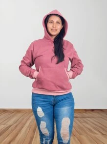 Women's Hoddie Hoodie - Pink - View 1