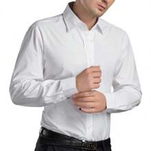 Camisa Hombre Para Casual Formal Ajuste Slim Fit Manga Larga - Azul Marino - Ver 8