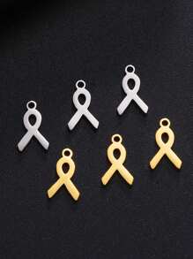 5pcs/Set Stainless Steel Ribbon Shaped, Tree Of Life, Flower And Miniature Thank You Pendant For Diy Making Bracelet, Necklace, Bag Decor, Etc.