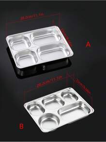 XIYIJIA 1 đĩa đựng thức ăn trưa bằng thép không gỉ chia ngăn để đựng thức ăn, đồ ăn nhẹ, bánh ngọt, hoàn hảo cho nhà hàng, trường học, cửa hàng thức ăn nhanh, căng tin dùng làm quà tặng Giáng sinh - Bạc - Xem 2