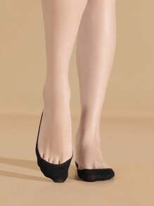 5pairs/Pack Ladies' Black Silicone Anti-Slip Thin Low-Cut Socks, No Show Socks, For Spring, Summer, And Autumn