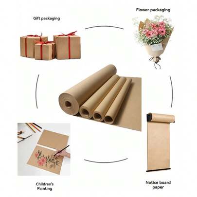 1 Roll Crafts & Gifts Wrapping Paper For Drawing & Sketching, Diy Birthday Gift Paper, Flower Wrapping Paper, And Student Book Wrapping Paper