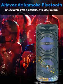 LED Bocina Bluetooth Portátil,Altavoz Inalámbrico Bluetooth 8 Pulgadas, Altavoz Bluetooth Portátil con Sonido Estéreo HD,Alcance de 10 m de Bluetooth,Bajo Rico,Sonido HIFI para Picnics,Fiestas,Exteriores,Viajes,Festival de música - Negro - Ver 8
