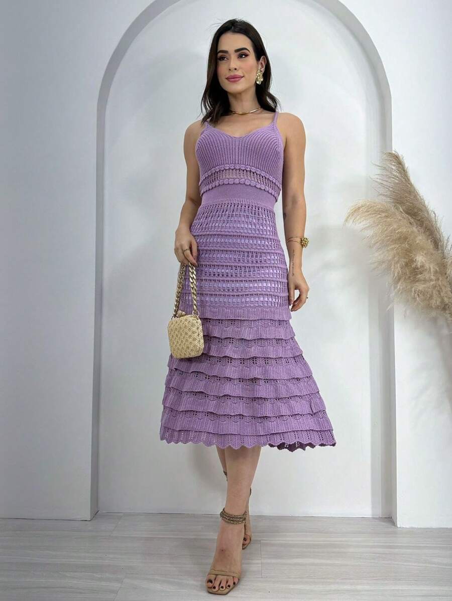 Women Sweater Dresses - 紫丁香色 - 查看 1