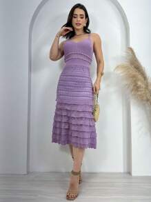 Women Sweater Dresses - 紫丁香色 - 查看 3