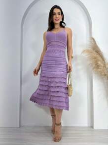 Women Sweater Dresses - 紫丁香色 - 查看 4