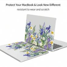 5 In 1 Màu nước Xương rồng Mẫu Vỏ máy tính xách tay Tương thích với Macbook Air 13 13.6 14 15 15.3 16 Inch M1 M2 M3 Với Trưng bày Và Chạm Quán bar & DI 2015 2016 2017 2018 2019 2020 2021 2022 2023 2024 - Vỏ trong suốt in hoa tím - Xem 7