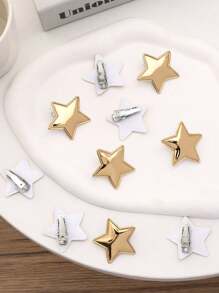 10pcs Shiny Y2k Style Sweet & Cool Five-Pointed Star Bangs & Side Decor Hair Clip