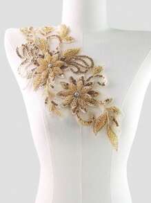 Patch En Perles Et Broderies 3d Colorées Pour Robes De Mariée, Robes De Bal, Tulle, Dentelle, Costumes Diy, Longueur : 31 Cm/largeur : 16 Cm