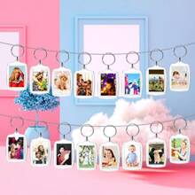 30個空白攝影鑰匙扣,雙面空白插入鑰匙扣,亞克力透明攝影鑰匙圈,帶分裂環,適用於手工製作禮物給家人和朋友的照片 - 白色 - 查看 8