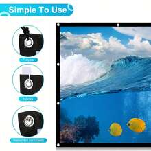 Projector Screen 60 Inch 16:9 HD Foldable Wrinkle-Proof Portable Projector Screen,Suitable For Home Theater,Outdoor,Party,Gaming,Support Double-Sided Projection. - White - View 10