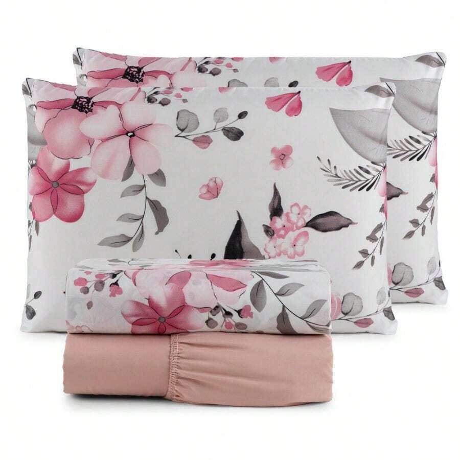 Sheet Sets With Pillowcases - 粉紅色花朵 - 查看 1