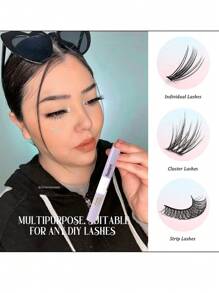 Lash Bond And Seal 6ml, Single Lash Glue And Seal Super Hold DIY Eyelash Extension 2-In-1 Kit, Lasts 48-72 Hours Waterproof Cluster Lash Glue, Suitable For Daily & Party Sensitive Eyes Eyelash Extension Cosmetics Lash Glue, Eyelash Glue - Purple - View 10