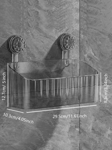 1入組吸盤式浴室收納架,大尺寸厚pet塑膠化妝品收納籃,不需鑽孔安裝,可掛在手洗盆/牙刷杯架上 - 灰色 - 查看 2