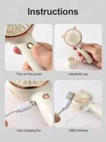 AOYI 1 Rechargeable 500mAh Battery Powered Portable Handheld 3-Speed Adjustable LED Lighting Outdoor Mini Cat Ear Fan