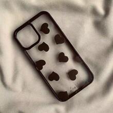 1入黑色心形亞克力手機殼，適用於包括IP15promax/IP14promax在內的蘋果型號 - 黑色 - 查看 8