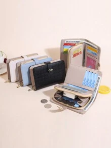 Portafoglio piccolo minimalista, porta carte di credito, borsellino piccolo con finestra per documento di identità, in pelle PU leggera, design minimalista, moderno, adatto per affari, anniversari, San Valentino, compleanno, regalo per coppie, donne, ragazze