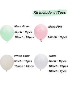 117件套绿色、粉色、白色、米色气球拱门装饰套装，适用于婴儿派对、儿童生日派对、婚礼、洗礼等场合。 - 彩色 - 查看 3