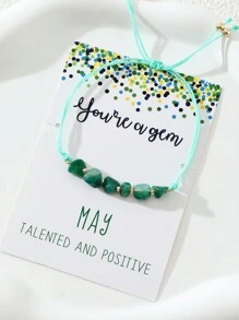 1pc Fashionable Stone Decor String Bracelet For Women For Birthday Gift - Navy Blue - View 8