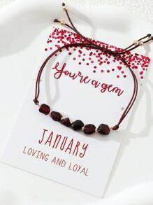 1pc Fashionable Stone Decor String Bracelet For Women For Birthday Gift - Navy Blue - View 6