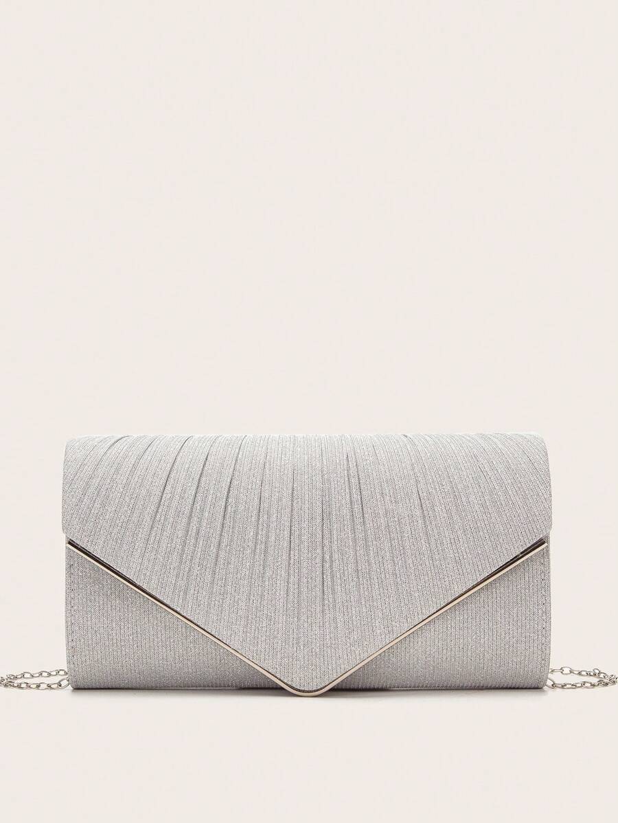 New Clutch Bag, Evening Bag, Square Bag, Wedding Bag, Crossbody Bag - Silver - View 1