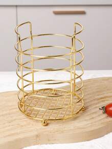 1個金色鐵線環形簡單廚房器具收納盒,金屬廚房工具架 - 金色 - 查看 5