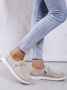 2024女性時尚平底系帶鞋,舒適多功能夏季休閒風格 - 卡其色 - 查看 3