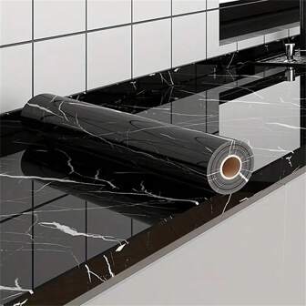 ucdfi 1 Rollo de papel tapiz de mármol autoadhesivo, resistente al aceite y al agua, para decoración de cocina, baño, dormitorio y hogar, fondo, pegatinas, vinilos decorativos para el hogar, artículos de decoración de primavera para renovar tu hogar, pegatinas de decoración Rama, regalos de cumpleaños y graduación