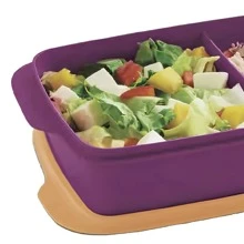 Eco Lunch Rectangular Con Divisiones 1L Tupperware - Morado con Naranja - Ver 4