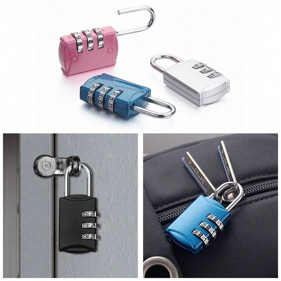 1 cái khóa số 3 chữ số chịu lực bảo vệ đồ dùng, phù hợp cho tủ đồ phòng gym, tủ đựng đồ và hành lý - Hồng - Xem 1