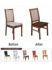 1pc/4pcs/6pcs Solid Color High Elasticity Chair Covers, Washable Protective Seat Covers, Suitable For Restaurants, Hotels, And Home Dust Cover - Red-brown - View 6