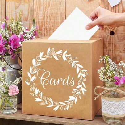 1PC Kraft Card Box Wedding Favors Post Box Cardboard Receiving Money Box Holder For Wedding Reception Anniversary Birthday Graduation Table Centerpiece Decorations Best Gifts,Wedding Decor,Home Decor ,Room Decor Birthday Decorations Party Decorations Bachelorette