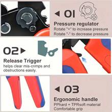 Crimping Tool With Ratchet, Ratcheting Wire Crimper Tool For Open Barrel Terminal Connectors, Electrical Crimping Tool,Crimping Pliers For 23-17 AWG - Red - View 7