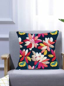 1 Miếng Nhiệt đới Thực vật Cây Và Thiết kế lá Trừu tượng Vẽ bằng tay Mô hình hoa Hình vuông Nắp đệm , Mềm mại Thoải mái Thoáng khí Lông tơ Ngắn Vỏ gối Đối với Nhà  , Phòng khách , Sofa , Ô tô/xe hơi , Vô hình Dây kéo Khép kín , Dễ Đến Rửa , Trung bình Kích thước - Màu xanh hải quân - Xem 2