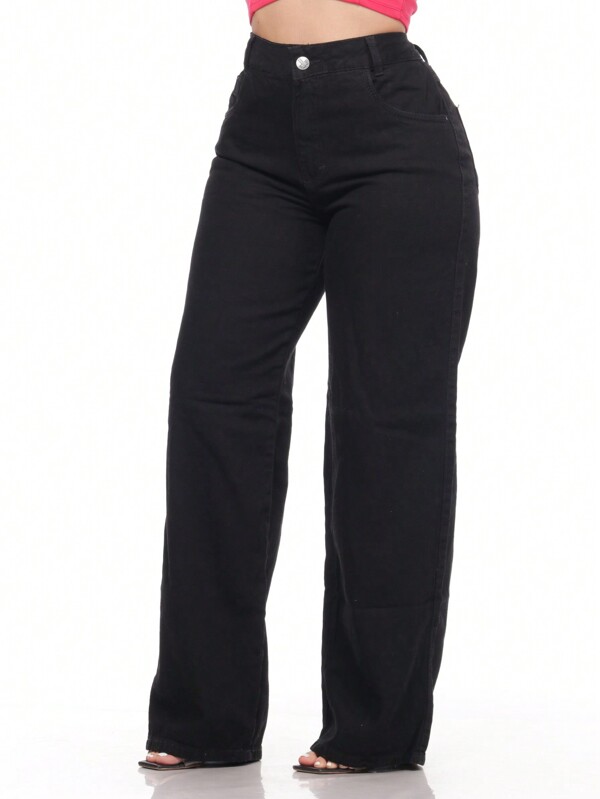 Calca Jeans Femini Pantalona  Wide Leg Lisa Cintura Alta