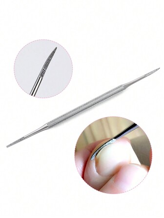 1pc Stainless Steel Double-Ended Manicure Tool Cuticle Pusher & Nail File For Foot And Toe Nails,Nail Supplies,Nail Tools,Nail Art Tools,Back To School,Nails,Nail Tools For Press On Nails,Manicure Pedicure Tools