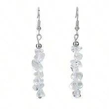 1 par de pendientes asimétricos de acero inoxidable con piedras trituradas - Multicolor - Ver 17