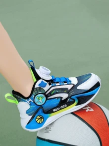 New Spring Style Boys' Basketball Shoes With Rotary Buckle, Anti-Skid Soft Sole, Running Jogging, Breathable Mesh, Training Shoes - Royal Blue - View 8