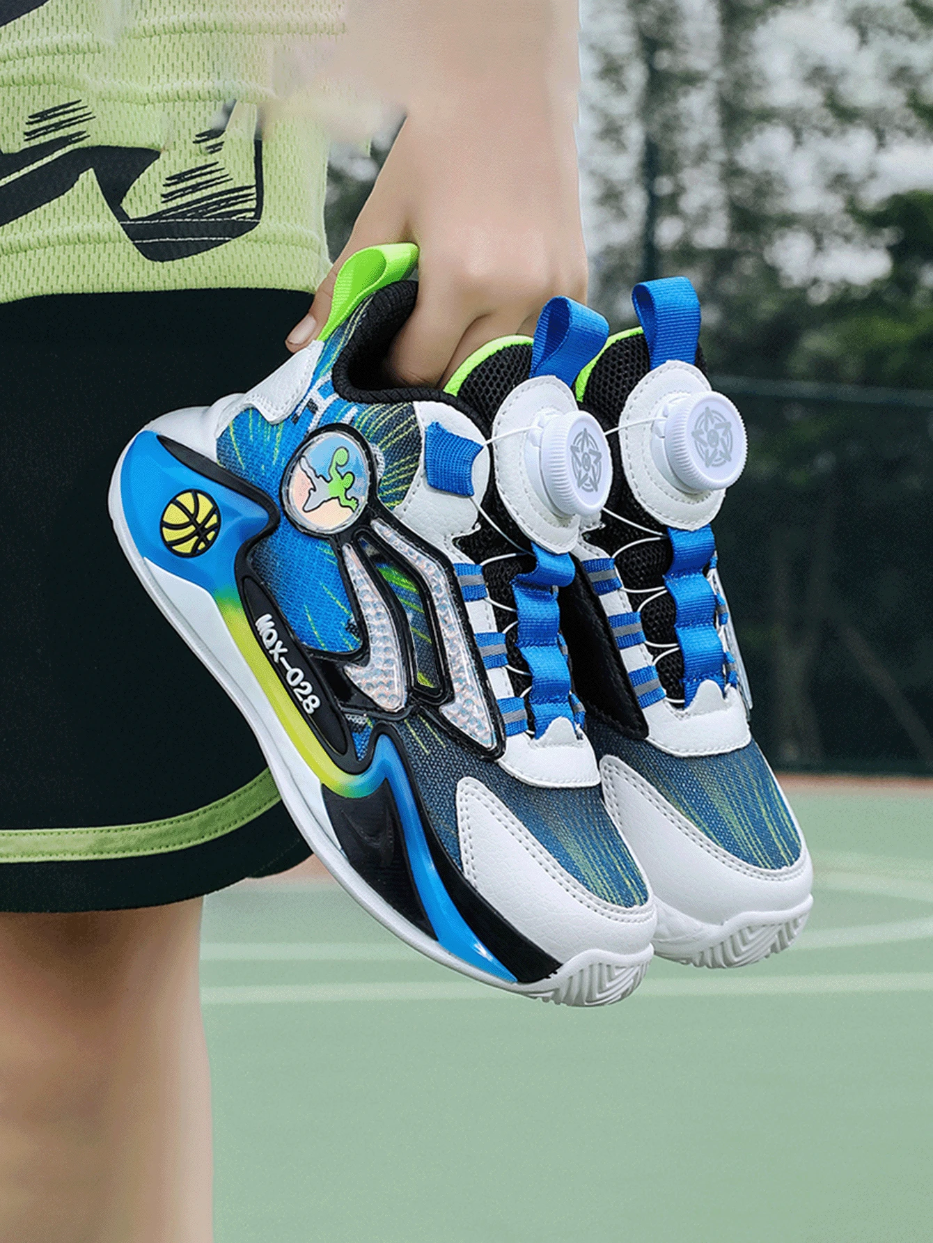 New Spring Style Boys' Basketball Shoes With Rotary Buckle, Anti-Skid Soft Sole, Running Jogging, Breathable Mesh, Training Shoes - Royal Blue - View 1