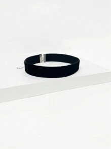 1 Peça Colar De Veludo Preto Estreito Para O Verão Em Tecido, Acessório Decorativo Simples Para Mulheres - Preto - Visão 2