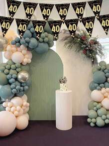 1 件黑色和金色生日派对装饰横幅，带三角旗，适用于 18 周年、21 周年、30 周年、40 周年、50 周年、60 周年庆典、圣诞节 - 黑色 - 查看 6
