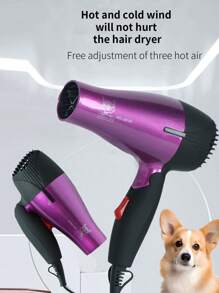 Travel Hair Dryer For Pet With 1 Concentrator Nozzle ,Compact Hair Dryer With Folding Handle, High-Speed Low Noise Thermo-Control Hairdryer For Pet, Travel Blow Dryer