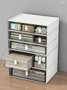 1 pezzo Divisore per cassetti bianco semplice ed elegante, compatto, impilabile e combinabile per la conservazione di articoli di cartoleria e cosmetici