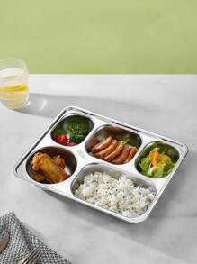 XIYIJIA 1 đĩa đựng thức ăn trưa bằng thép không gỉ chia ngăn để đựng thức ăn, đồ ăn nhẹ, bánh ngọt, hoàn hảo cho nhà hàng, trường học, cửa hàng thức ăn nhanh, căng tin dùng làm quà tặng Giáng sinh - Bạc - Xem 3