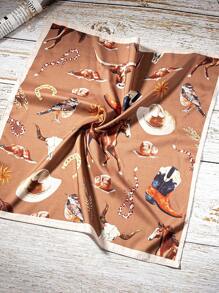 1件西部佩斯利花纹靴子公牛狂野西部帽子印花发带，女士头带发饰，送给母亲、妻子、朋友的礼物，生日母亲节礼物，波西米亚风头巾发带吸汗带，学校用品，大学用品，秋冬季度假装扮发带，女士优雅围巾，女士头巾柔软头巾 - 棕色 - 查看 3